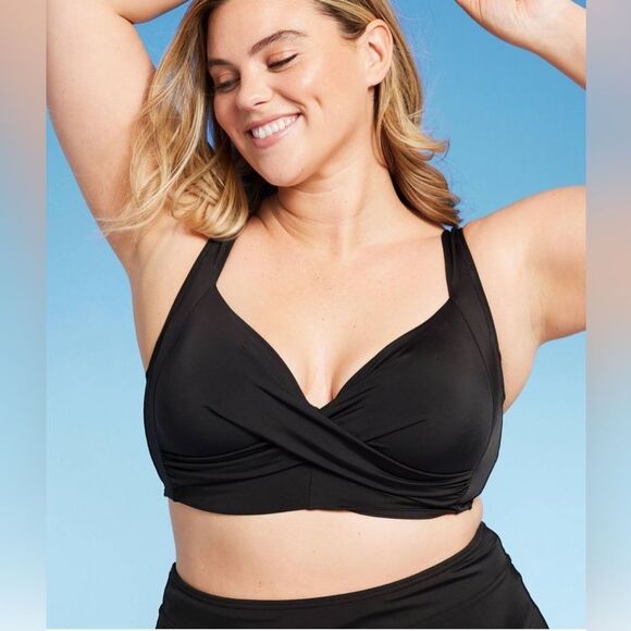 NWT Lands’ End Women Plus Size Black Underwire Twist Front Bikini Swim Top - 24W - Picture 3 of 10